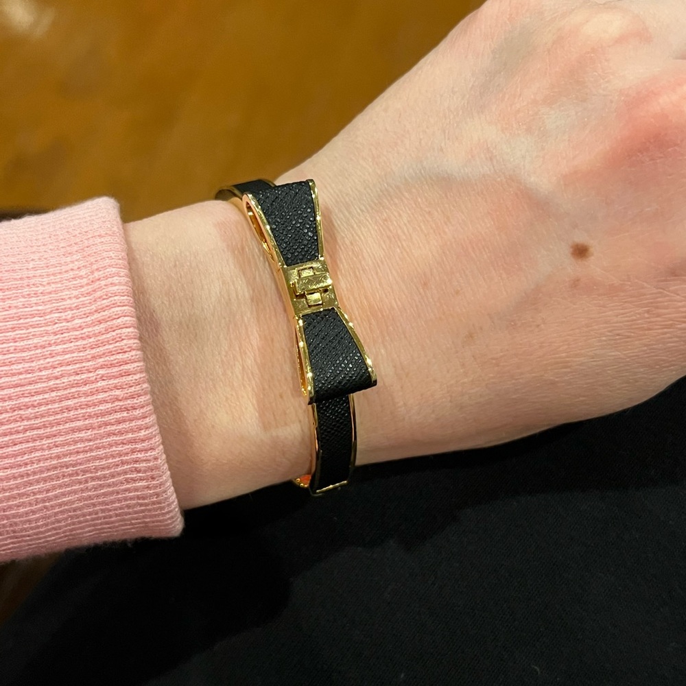Kate Spade hinged leather bow bracelet